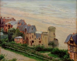 Trouville, ranta ja huvilat tekijältä Gustave Caillebotte