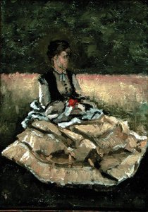 Nainen istuu nurmikolla (öljy kankaalle) tekijältä Gustave Caillebotte