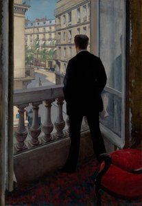 Nuori mies ikkunansa ääressä tekijältä Gustave Caillebotte
