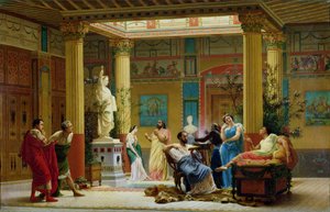 "The Fluteplayer" ja "The Diomedesin vaimon" harjoitus Prinssi Napoleonin pompeilaisen talon atriumissa, 18 Avenue Montaigne, Pariisi, 1861