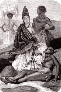 Signare, mulatti-ranskalaiset afrikkalaiset naiset Goreen saarella Senegalissa. 1861 (kaiverrus)
