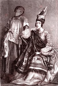 Signare, mulatti-ranskalaiset afrikkalaiset naiset Saint Louisin kaupungissa Senegalissa. 1861 (kaiverrus)