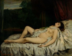 Nukkuminen alasti tekijältä Gustave Courbet