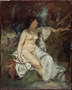 Uimari nukkuu puron varrella tekijältä Gustave Courbet