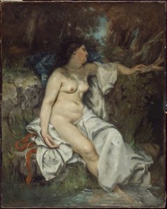Puron rannalla nukkuva uimari, 1845 tekijältä Gustave Courbet