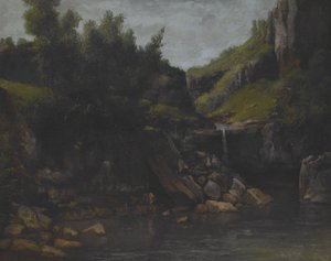 Cascade in a Rocky Landscape, n. 1872-1874 (öljy kankaalle) tekijältä Gustave Courbet