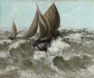Purjevene (merimaisema). Noin 1869 tekijältä Gustave Courbet