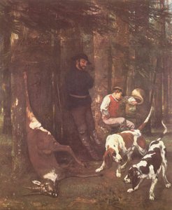 Saalis (metsästys koirien kanssa) tekijältä Gustave Courbet