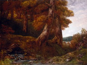 Sisääntulo metsään, n. 1855 (öljy kankaalle) tekijältä Gustave Courbet