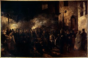 Palomiehiä palamassa Gustave Courbetin (1819-1877) maalaus 1850 Su. 3,88x5,8 m Pariisi, Musee du petit palais tekijältä Gustave Courbet