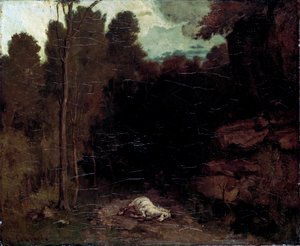 Maisema kuolleen hevosen kanssa, 1850-luku. tekijältä Gustave Courbet