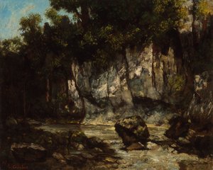 Maisema ja hirvi tekijältä Gustave Courbet
