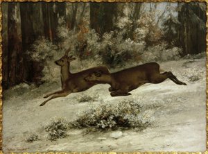 Le Change, hirvenmetsästysjakso Franche-Comtéssa tekijältä Gustave Courbet
