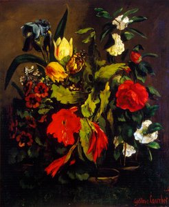 Kukkien asetelma, 1863. tekijältä Gustave Courbet
