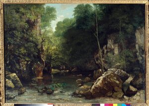 Katettu puro, joka tunnetaan Vallee du Puits-Noirin sisäänkäynninä, Doubs: Effect of Twilight Painting, Gustave Courbet (1819-1877) 1865 Dim. 0,94 x 1,35 m. Pariisi. Orsay-museo tekijältä Gustave Courbet