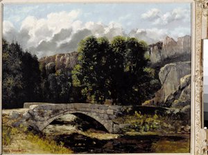 Näkymä Saint Sulpicen sillalle Fleurierissa, Sveitsissä (öljy kankaalle tekijältä Gustave Courbet