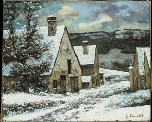 Village Edge talvella tekijältä Gustave Courbet
