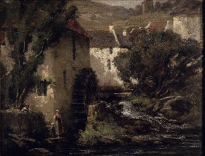 Vesimylly (öljy kankaalle) tekijältä Gustave Courbet