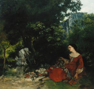 Nainen Garlandin kanssa; Femme a la Guirlande, 1856 tekijältä Gustave Courbet