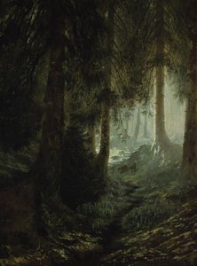 Hirvi metsämaisemassa tekijältä Gustave Dore