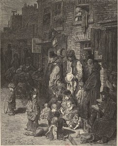 Gustave Doré - Wentworth Street Whitechapel - Lontoo, pyhiinvaellusmatka tekijältä Gustave Dore