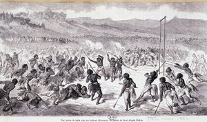 Pallopeli Choctaws Indiansissa - kaiverrus Gustave Doré tekijältä Gustave Dore