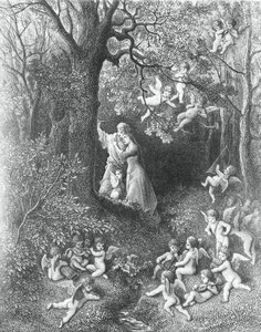 Angelica ja Medoro, The Frenzy of Orlando tekijältä Gustave Dore