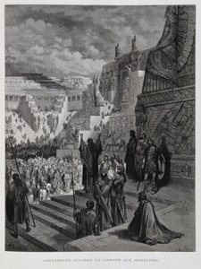 Artaxerxes myöntää Persian juutalaisille vapauden, kuvitus Dore- Raamattuun. tekijältä Gustave Dore