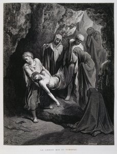 Kristus viedään haudalle, kuvitus Doren Raamatusta. tekijältä Gustave Dore
