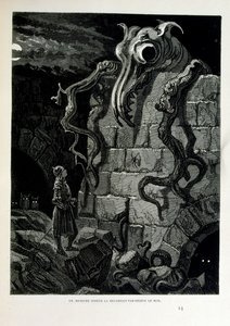 Croque-Mitaine; 1863 kuvitus, Gustave Dore (1832 1883); Ranskalainen taiteilija, taidegraafikko, kuvittaja. Croque-Mitaine (Bogeyman) on ilkeä hahmo, joka esitettiin lapsille pelotellakseen heitä ja tehdäkseen niistä viisaampia. tekijältä Gustave Dore