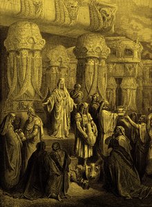 Cyrus palauttaa astiat temppeliin. - Raamattu tekijältä Gustave Dore