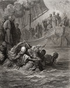 Almoadamin kuolema, kuvitus J-F:n Bibliotheque des Croisadesista. Michaud, 1877 (litho) tekijältä Gustave Dore