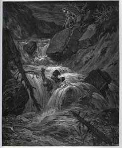 Dorothee, joka on nuorena talonpojana, vapauttaa himokas palvelijansa – Miguel Cervantesin "" Don Quijote de la Manchasta" tekijältä Gustave Dore