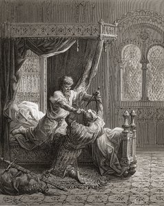 Englannin Edward I (1239-1307) tappaa salamurhaajansa kesäkuussa 1272, kuva J-F:n Bibliotheque des Croisadesista. Michaud, 1877 tekijältä Gustave Dore
