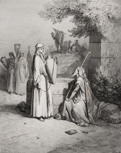Elieser ja Rebekka, 1. Moos. 24:15-21, kuva Doren 