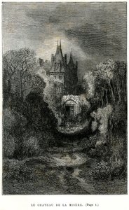 Gustave Doren kaiverrus Theophile Gautierin romaanin "Kapteeni Fracasse" etukuvassa. Charpentier Edition 1863. Chateau de la Misere, paroni de Sigognacin koti. tekijältä Gustave Dore