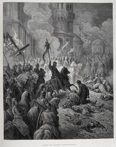 Gustave Dorén ristiretkeläisten saapuminen Konstantinopoliin neljännen ristiretken aikana. tekijältä Gustave Dore