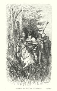 Fowlen hyökkäys linnaan (kaiverrus) tekijältä Gustave Dore