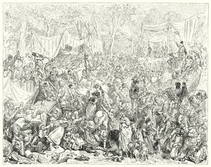 Gustave Doren Don Quijote: "Don Quijoten saapuminen Camachon ja Quiterian häihin" (kaiverrus) tekijältä Gustave Dore
