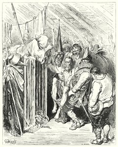 Gustave Doren Don Quijote: "Älä ole kärsimätön, oi surkean hahmon ritari, vankeudessasi" (kaiverrus) tekijältä Gustave Dore