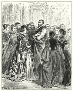 Gustave Doren Don Quijote: "Don Antonion vaimo oli kutsunut useita ystäviään juhlaan kunniaksi vieraansa" (kaiverrus) tekijältä Gustave Dore