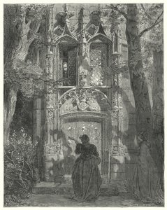 Gustave Doren Don Quijote: "Tähän seurustelutyttö lopetti laulunsa" (kaiverrus) tekijältä Gustave Dore