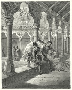 Gustave Doren Don Quijote: "Lucinda huomasi olevansa hänen vallassaan ja pyörtyi" (kaiverrus) tekijältä Gustave Dore