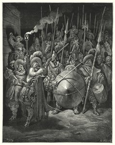 Gustave Doren Don Quijote: ""Maaliskuu!" Sancho sanoi: "Kuinka luulet minun pystyvän siihen?" (kaiverrus) tekijältä Gustave Dore