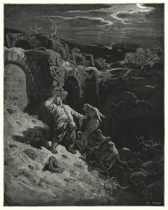 Gustave Doren Don Quijote: ""Voi, rakas kumppanini ja ystäväni", hän sanoi perseelleen, "kuinka huonosti olen ansainnut uskollisen palveluksesi!" (kaiverrus) tekijältä Gustave Dore
