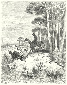 Gustave Doren Don Quijote: "Oi, kauan toivon kotiin!" (kaiverrus) tekijältä Gustave Dore