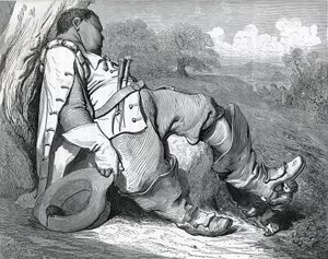 Kuvitus "Le petit poucet", jonka kirjoitti vuonna 1697 Charles Perrault (1628-1703) tekijältä Gustave Dore
