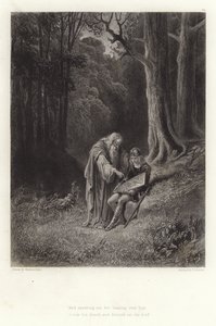 Alfred Tennysonin kuvitus Vivienille tekijältä Gustave Dore
