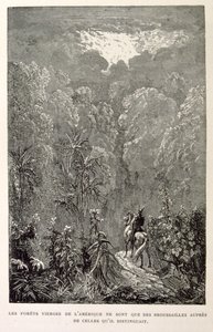 Kuva amerikkalaisesta metsästä. lähteestä La legende de Croque-Mitaine. tekijältä Gustave Dore
