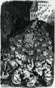 Kuvitus Honore de Balzacin (1799-1850) humorististen tarinoiden kokoelmaan (Contes drolatiques) tekijältä Gustave Dore